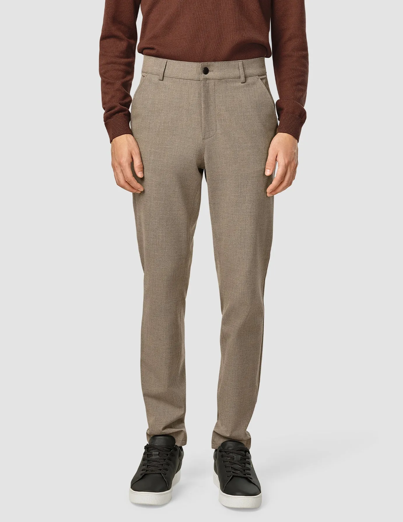 Essential Pants Slim Dark Beige Melange WrinkleFreeFabric Ventilated Mesh Lining