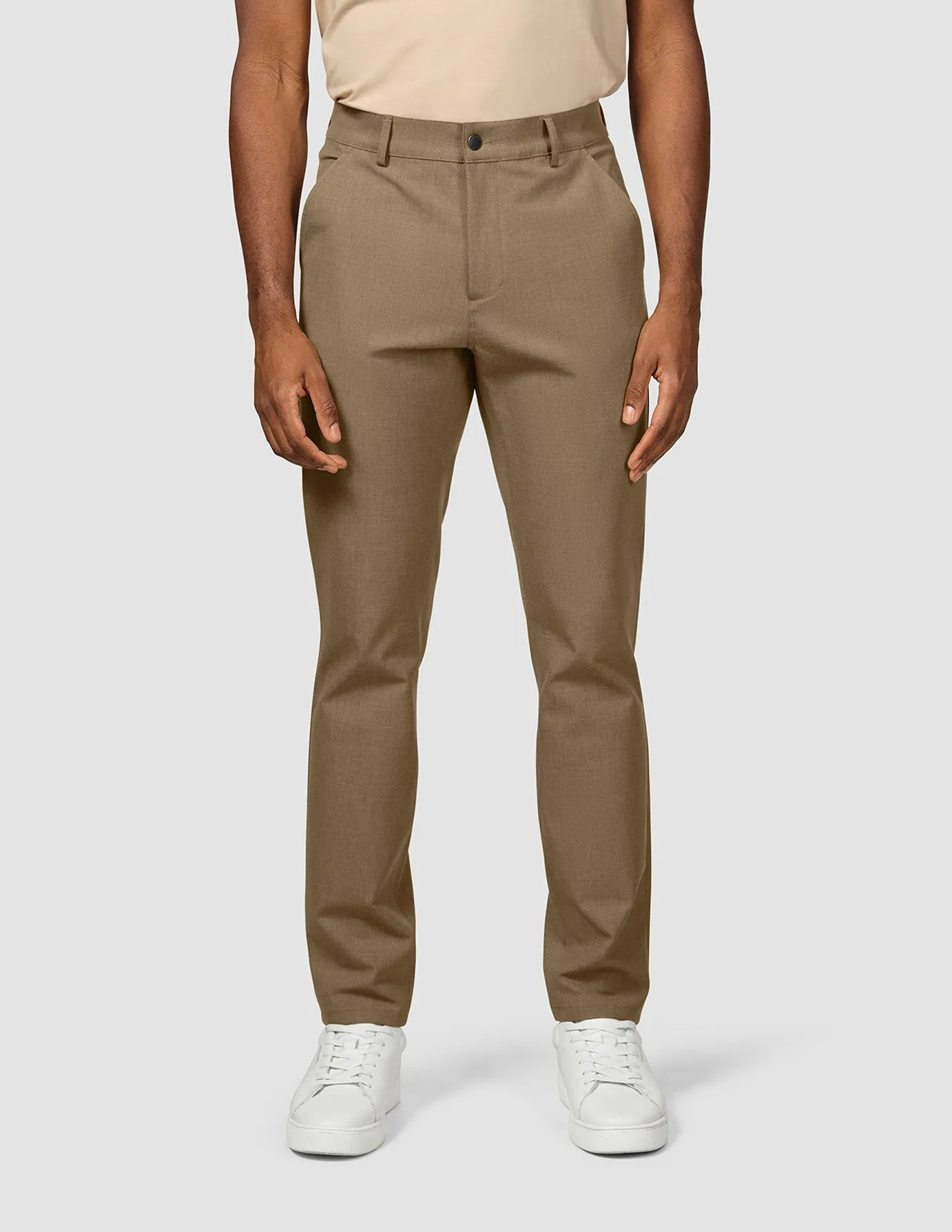 Basic Style Essential Pants Slim Vintage Brown Melange