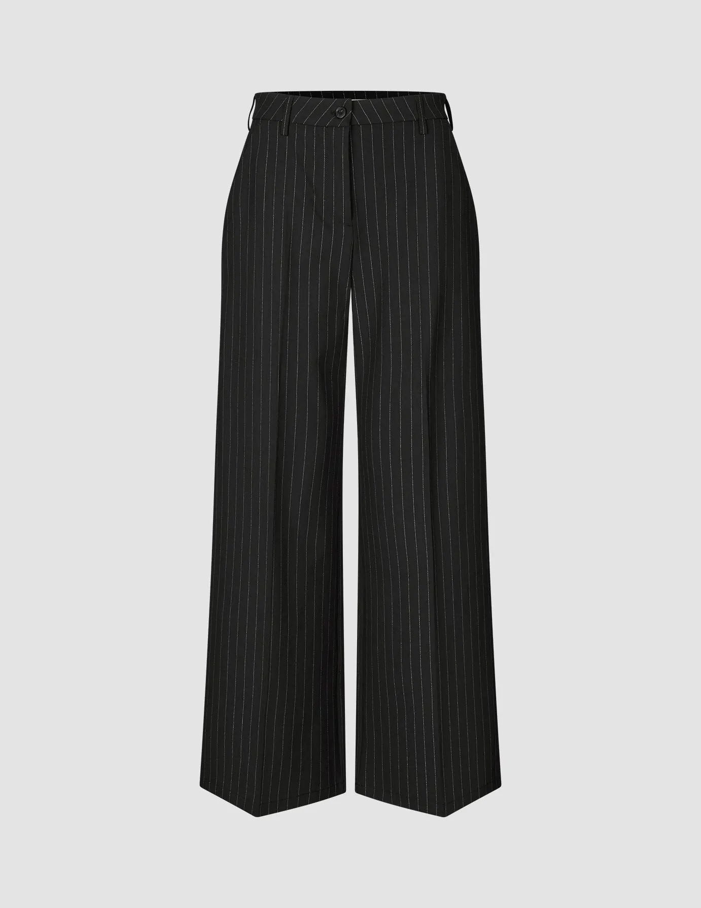 Essential Pants Wide Black Silver Pinstripe Comfy Shape pilling resistant