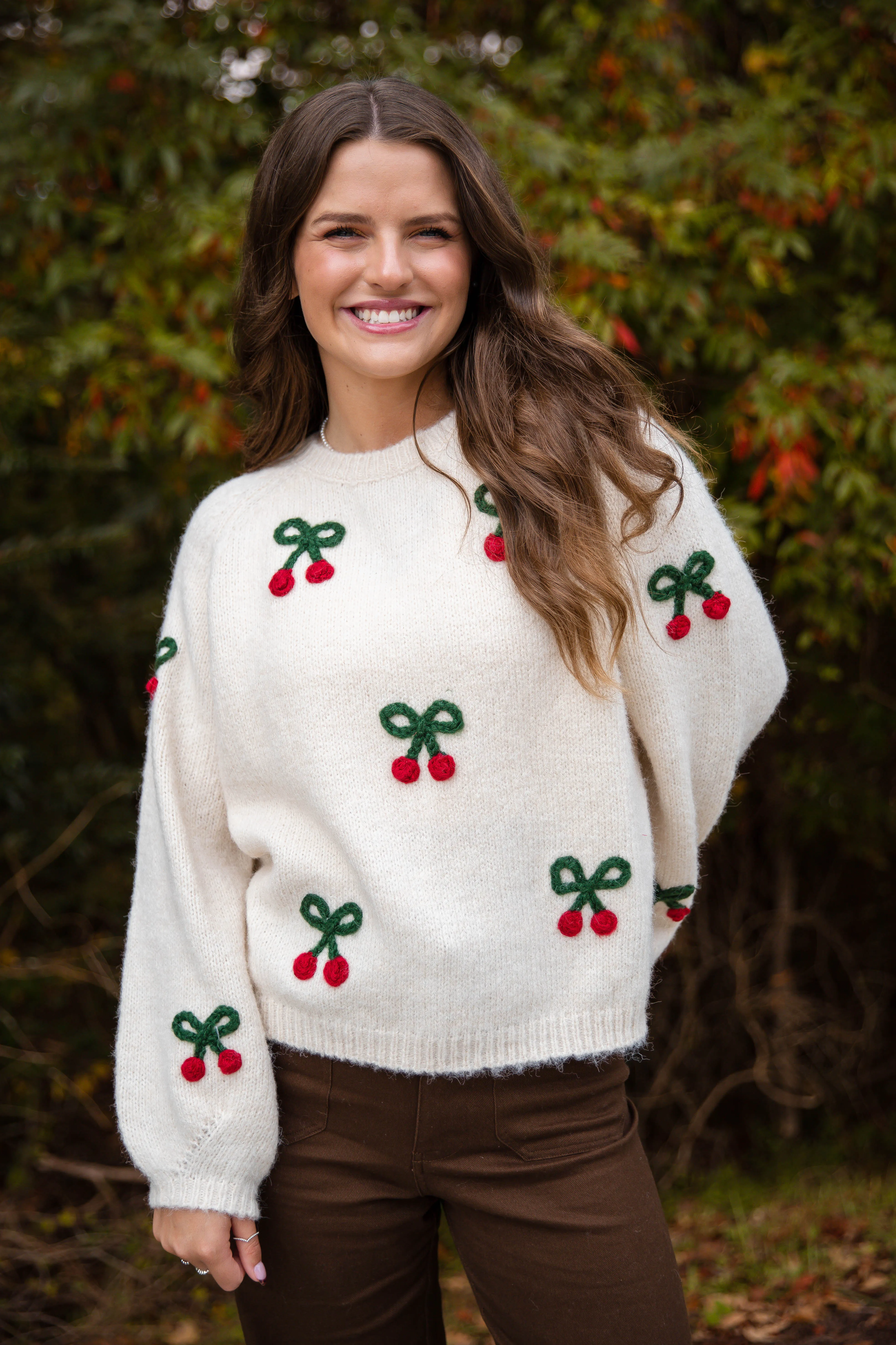 Layering Style Cable Stitch My Cherry Lip Gloss Sweater