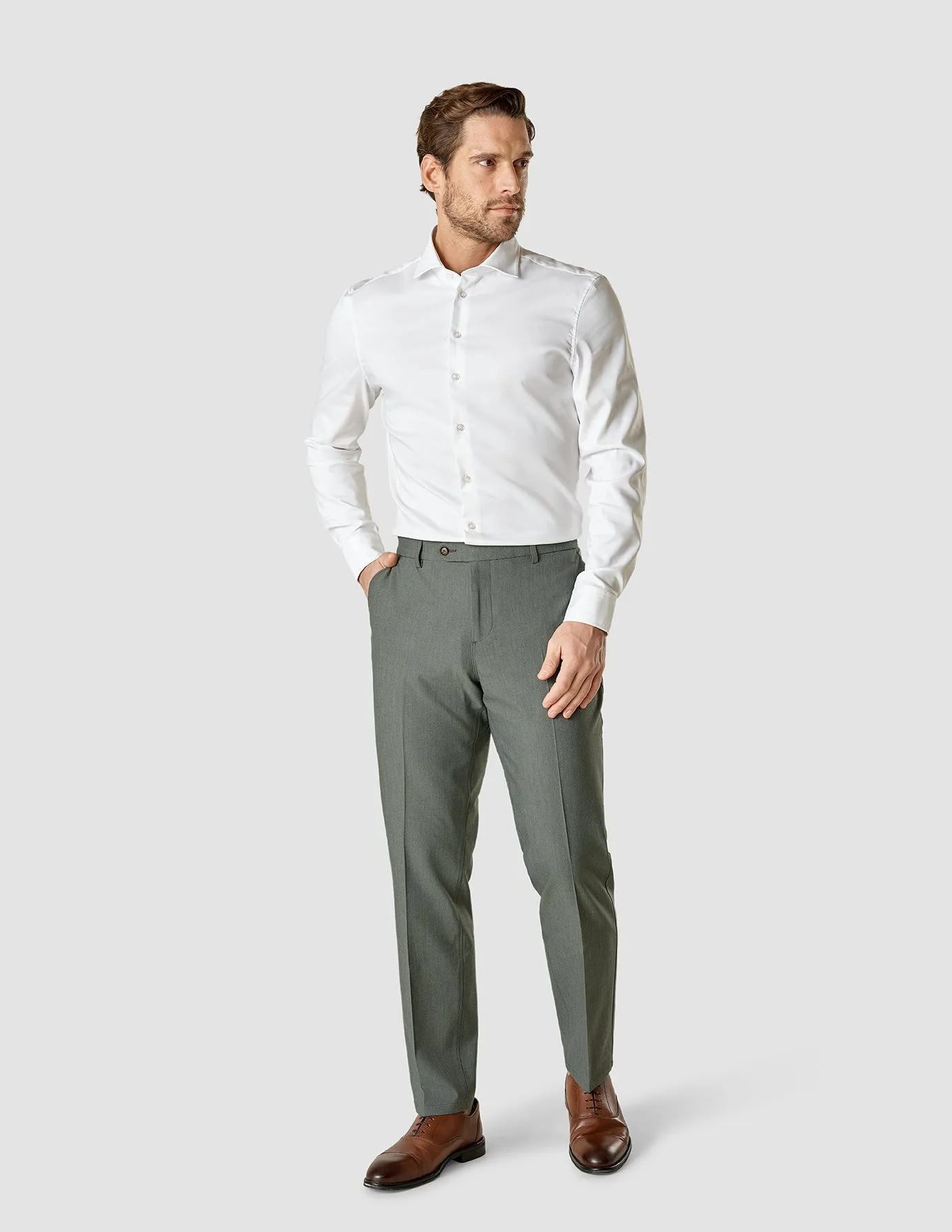 Essential Suit Pants Regular Green Melange RecycledMaterial