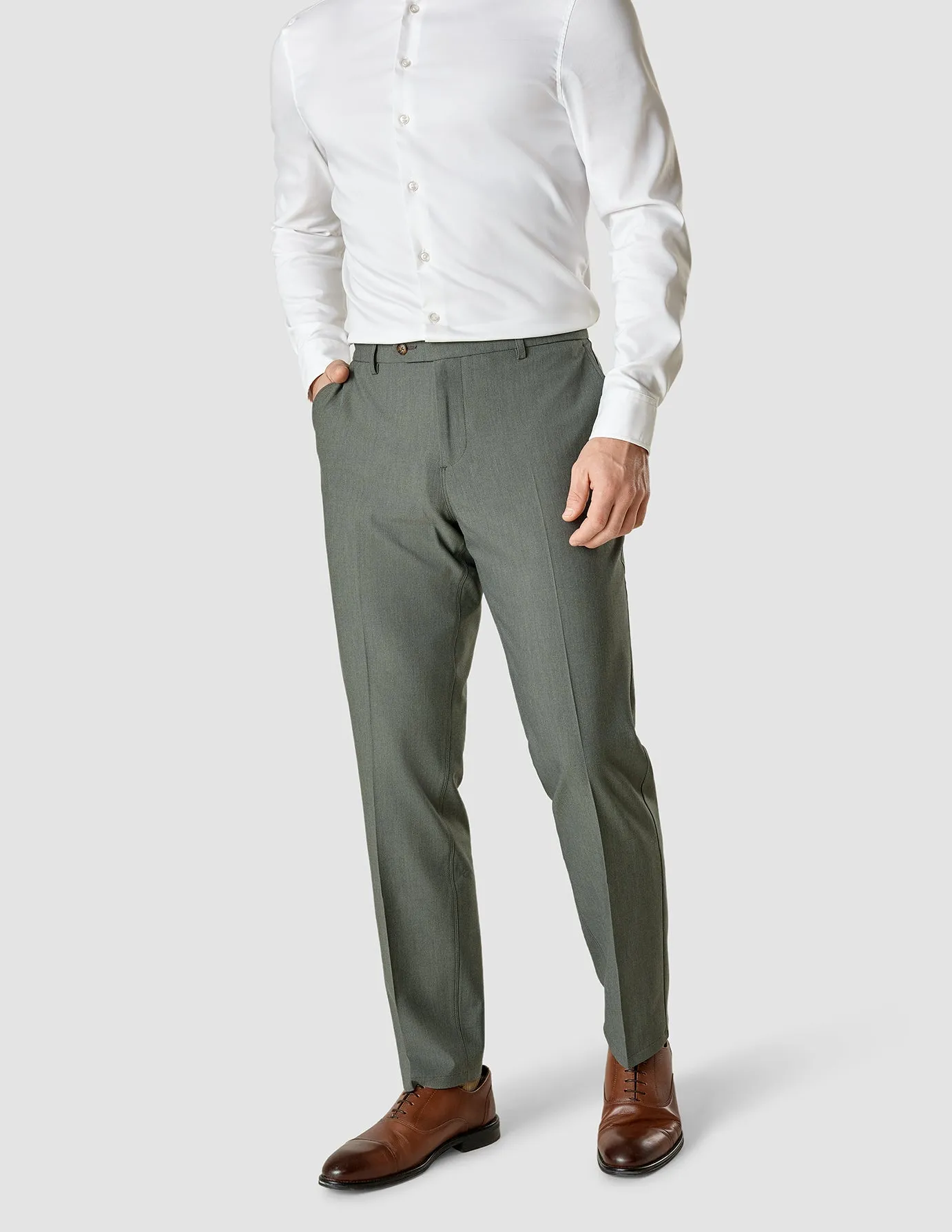 Versatile Wear Tapered ankle Essential Suit Pants Regular Green Melange
