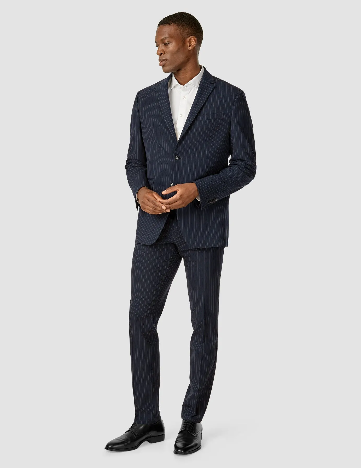 Seamless Design Wrinkle resistant fabric Essential Suit Pants Regular Navy Pinstripe