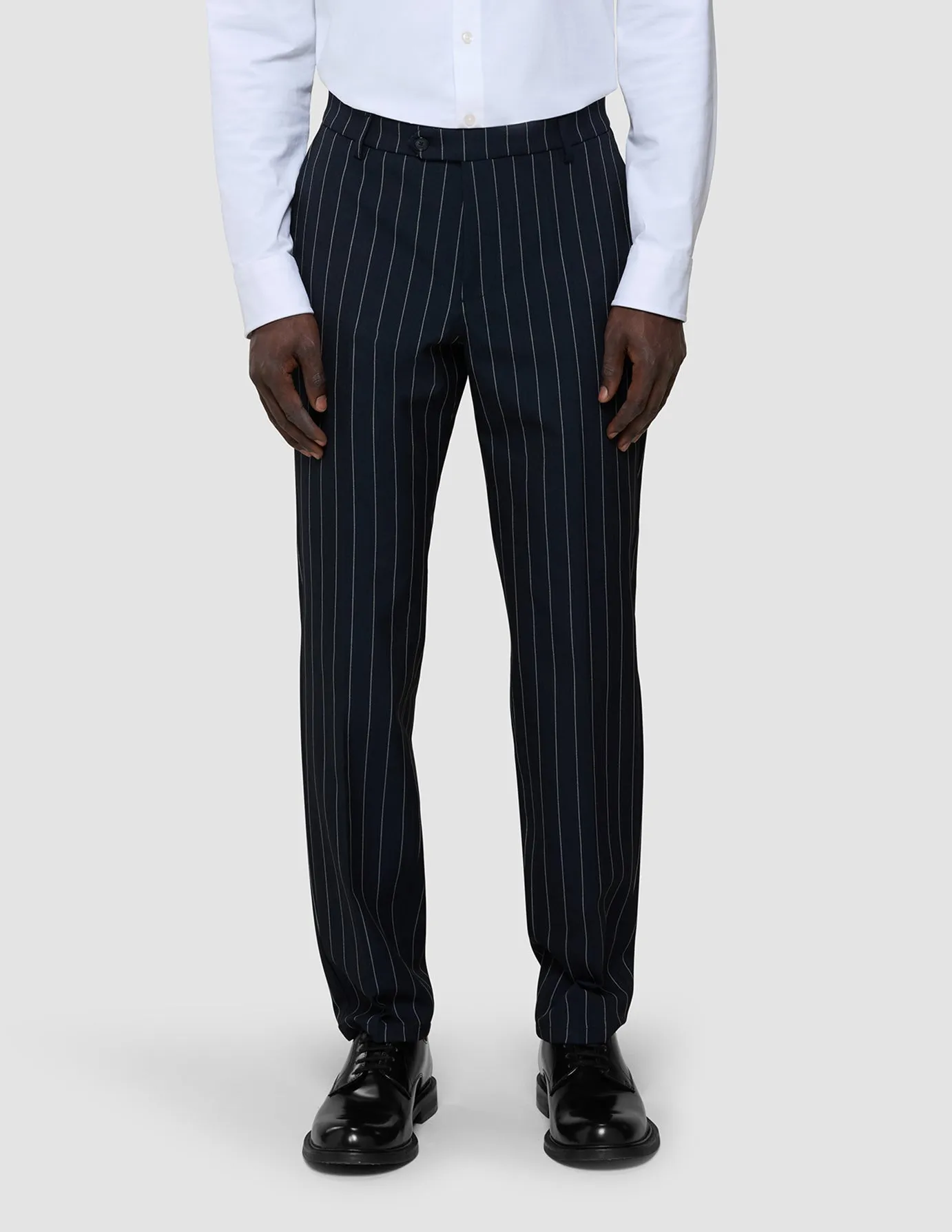 Essential Suit Pants Regular Navy Stripes Tapered Leg Design Quick Movement Wear
