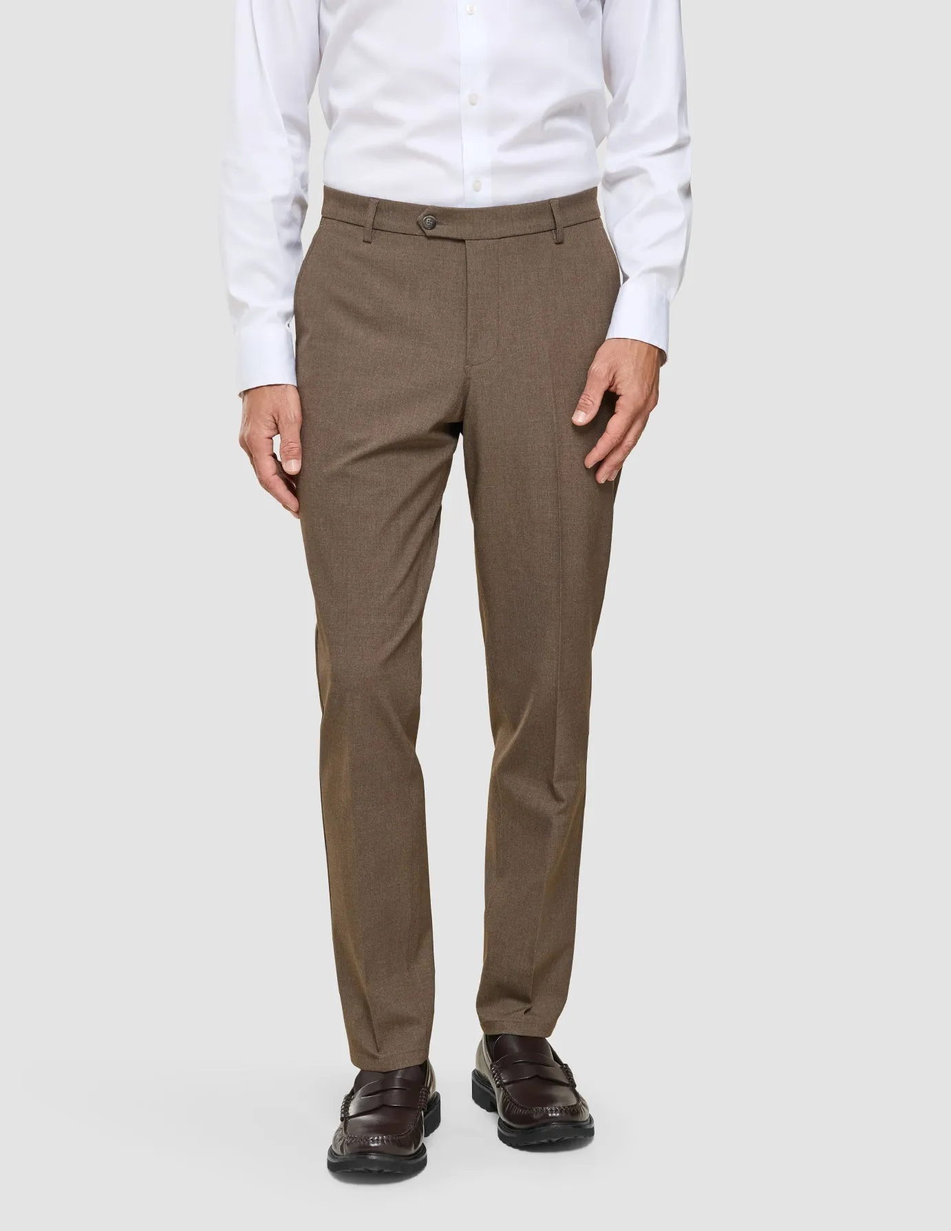 Essential Suit Pants Regular Saddle Brown Melange Comfortable Leg