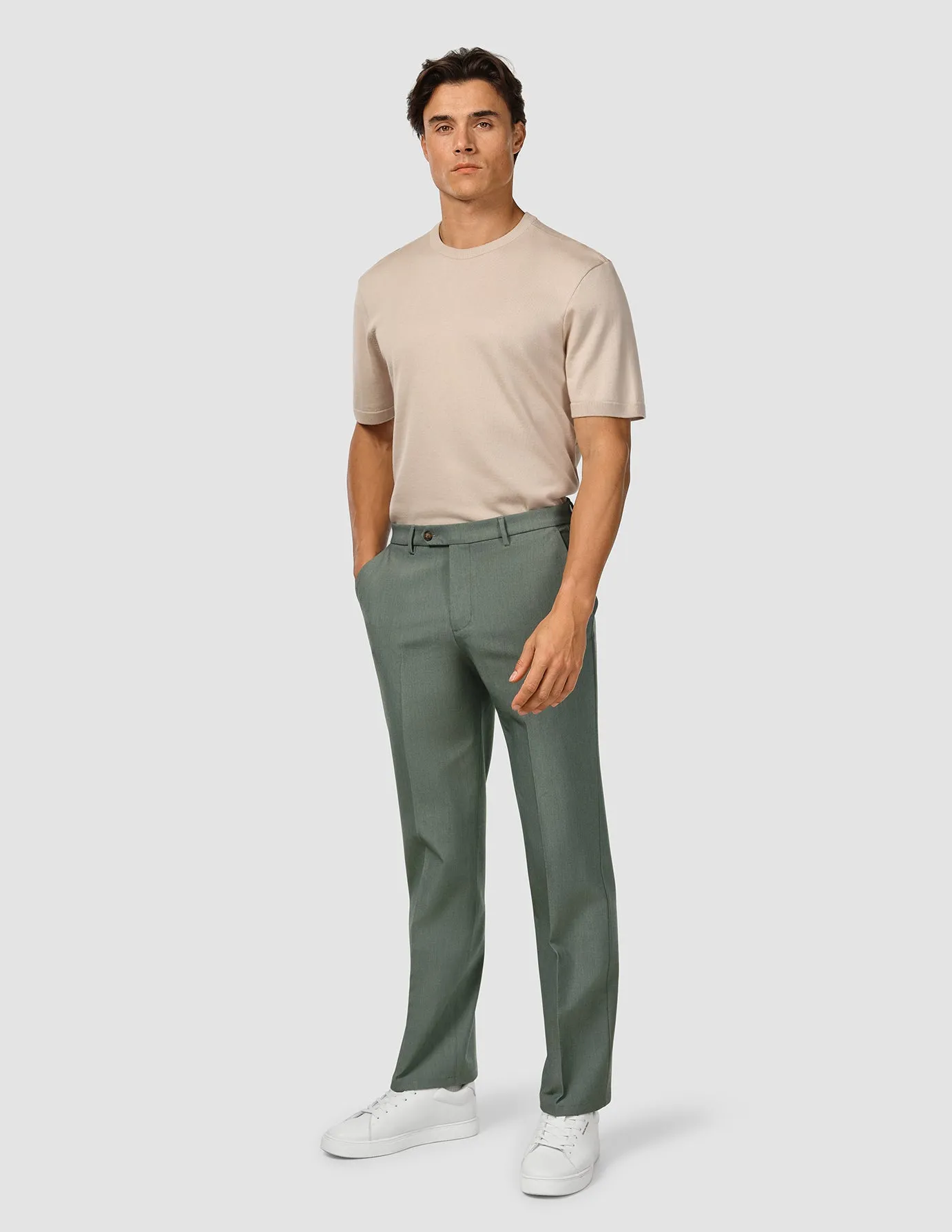 Essential Suit Pants Relaxed Fit Green Melange RegularFit AntiStaticLining