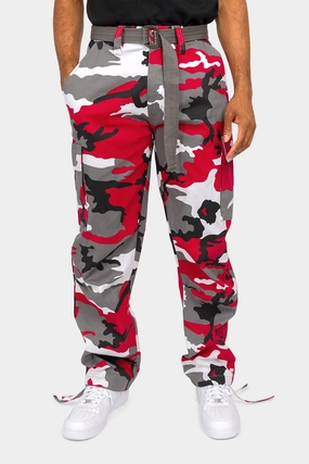 Essential Canvas Cargo Camo Pants with Belt Flex Wear WindproofLayer