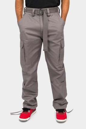 Essential Canvas Cargo Pants with Belt Zip Pocket