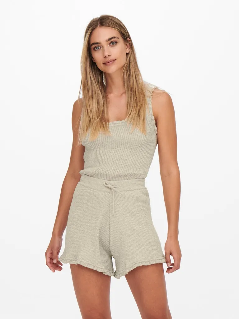 Lina Ruffle Knitted Top Earthy Tone Colorways Lightweight Thermal