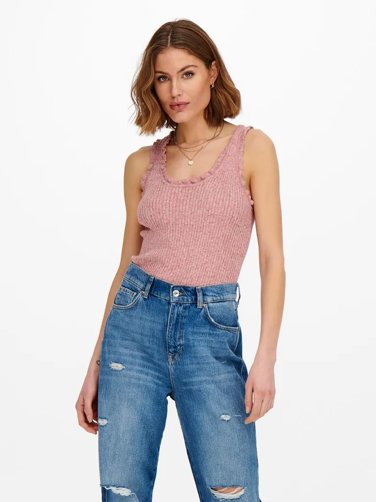 Bonded Seam Construction NonIrritating Lina Ruffle Knitted Top