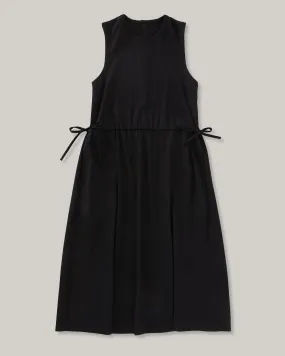 BLUE BLUE JAPAN STRETCH DRY TWILL GATHERED TANK DRESS- DARK NAVY DeepPocketStyle Party Safe