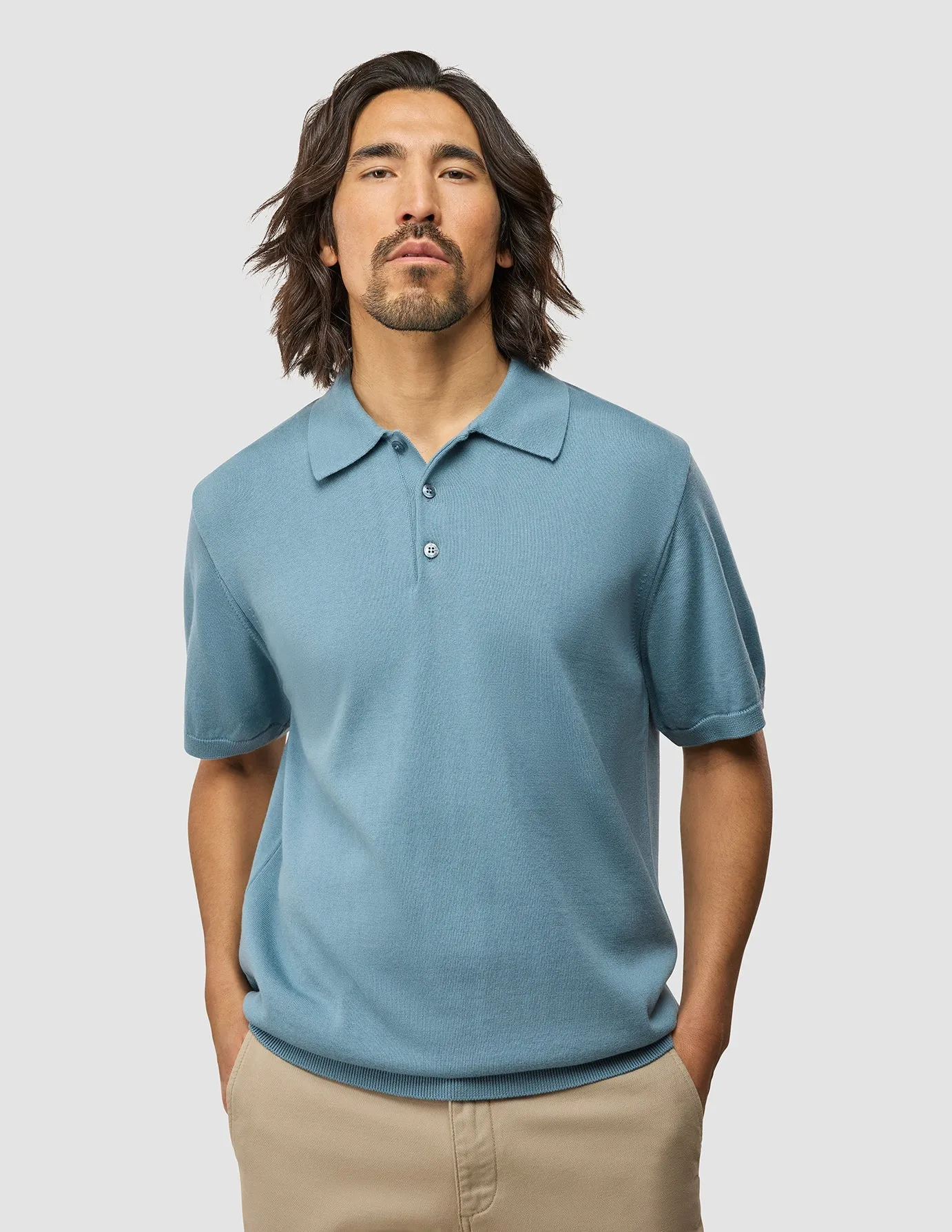 Everyday Knit Short Sleeve Polo Blue Mirage Popular