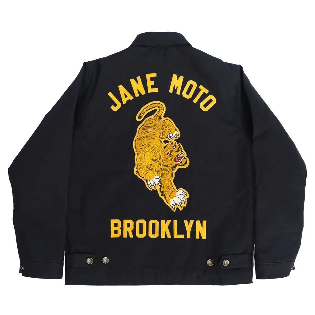 ReinforcedElasticHem Flying Tiger Lined Mechanic's Jacket - Black