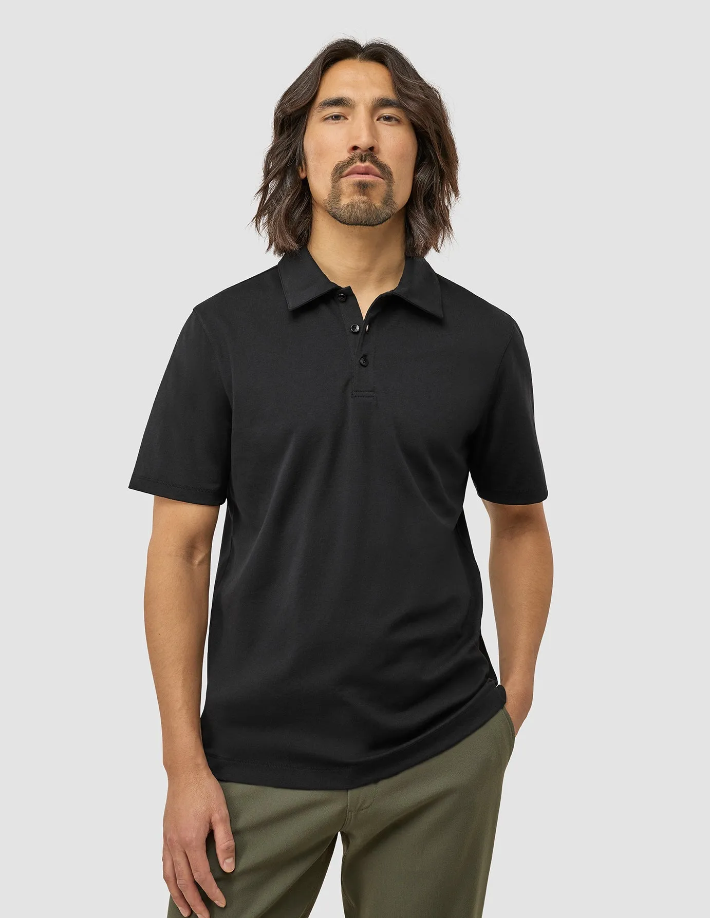 Plus Size Evolve Pique Polo Black