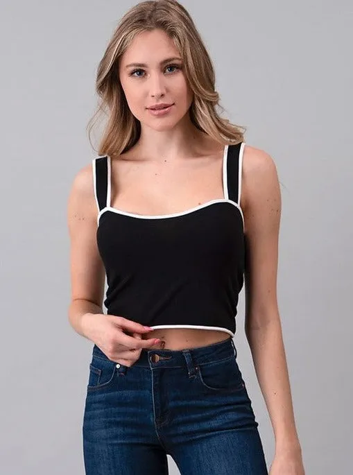 Exposure Contrast Edge Cotton Top Airflow Ventilation Layered Hem Detailing