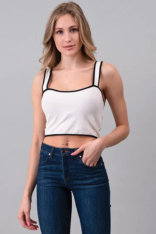 Exposure Contrast Edge Cotton Top Soft Touch Stretch Blouse