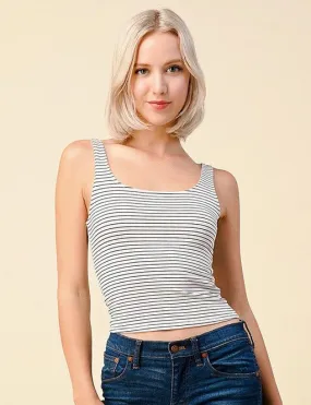 Exposure Cotton Crop Stripe Tank AntiPill Finish Scoop Neck Shape