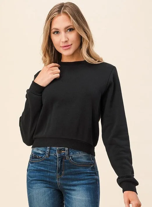 Colorfast Dye Method Soft and Elegant Exposure Crew Neck Fleece Sweater