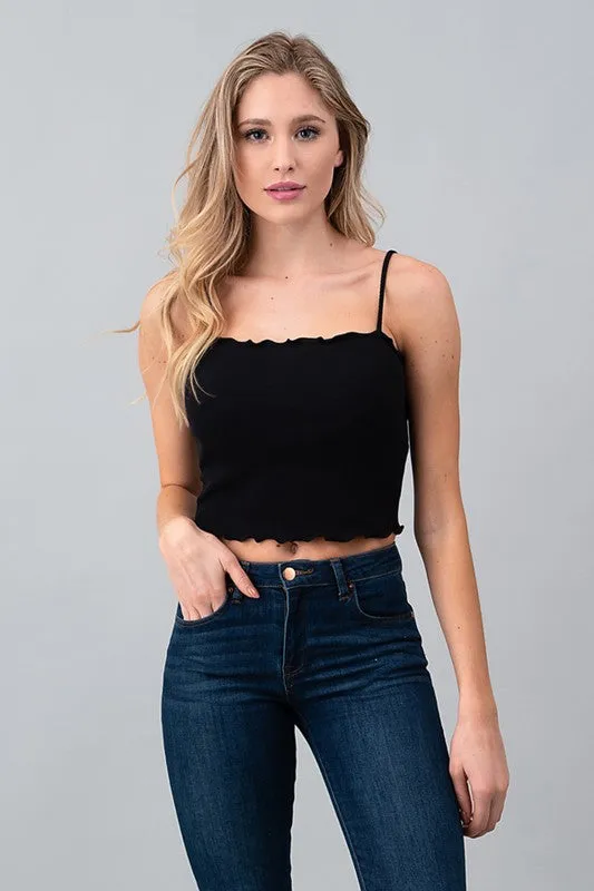 Overlock Edging Exposure Lettuce Hem Cami