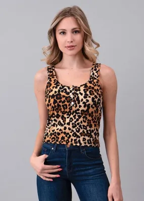 Compression Fit Technology Adjustable Collar System Exposure Snap Button Leopard Top