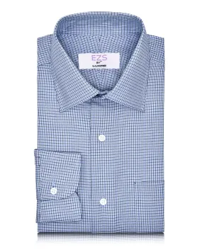 Fashionable Pick EZS Blue White Micro Houndstooth Shirt