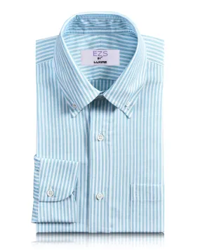 EZS Ferozi Blue on White Oxford University Stripes Shirt Fall Fashion