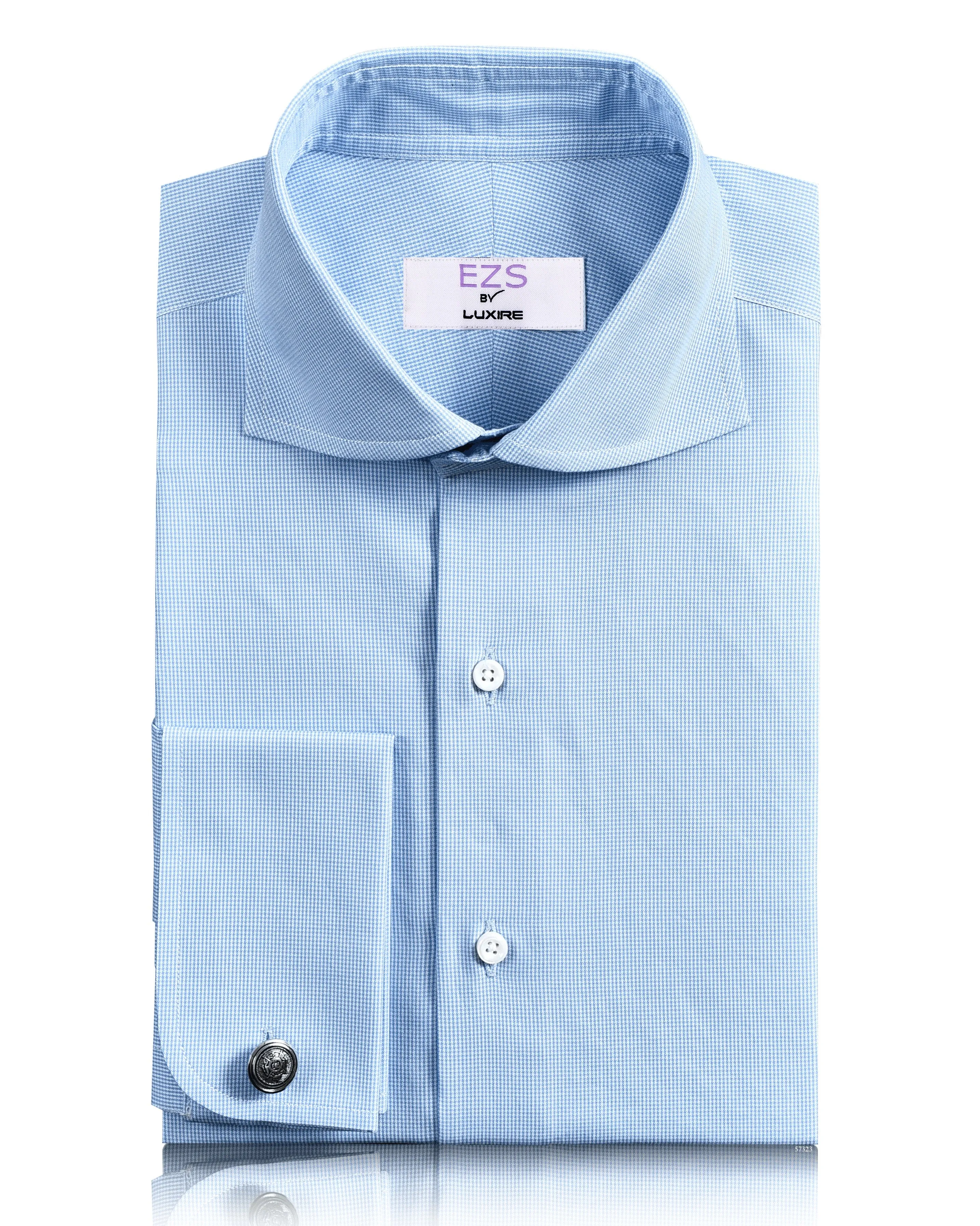 EZS Light Blue Houndstooth Shirt Sophisticated Style