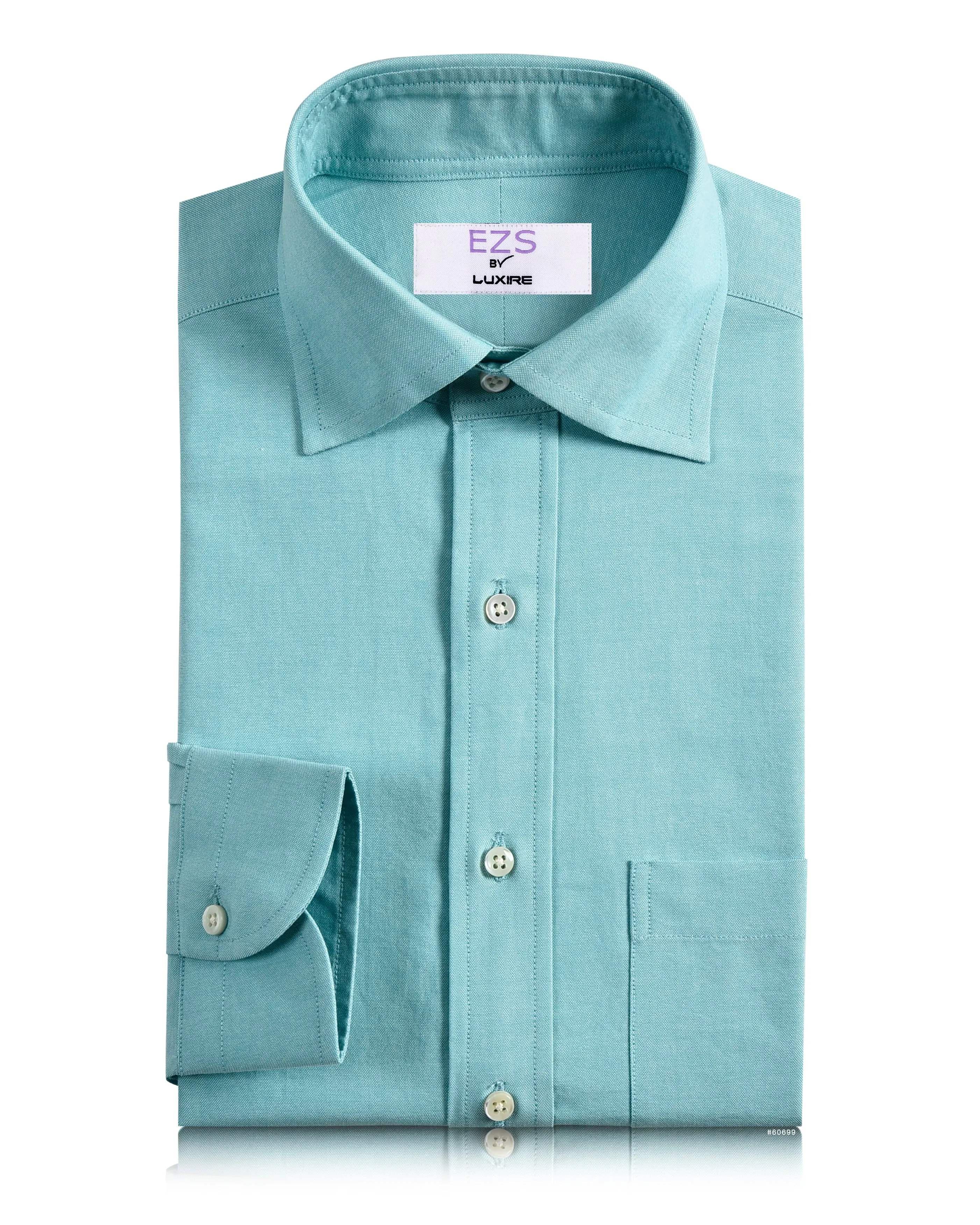 EZS Mint Green Pinpoint Oxford Shirt Multi Functional Pockets Subtle Print