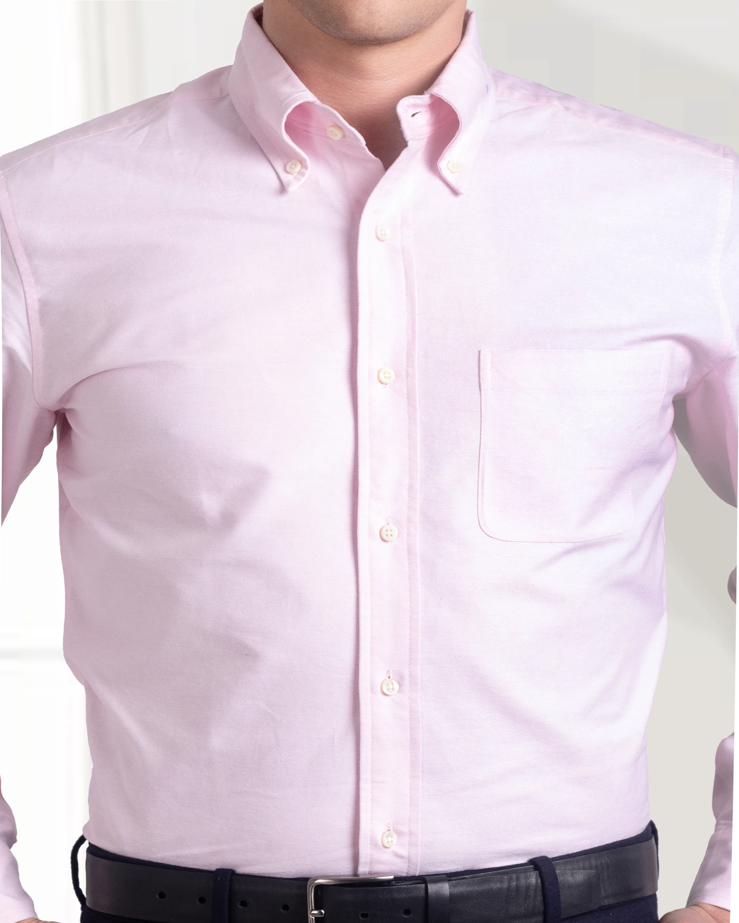 wrinkle free EZS Pale Pink Oxford Shirt