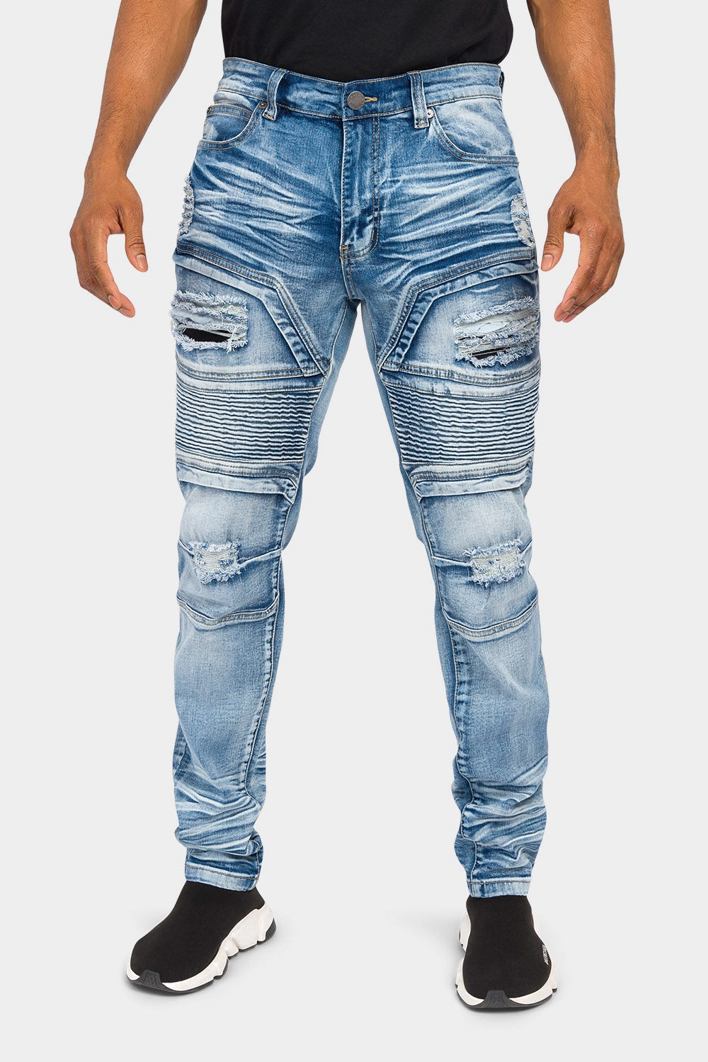 Air Comfort HeatRegulating Faded Stacked Biker Denim Jeans