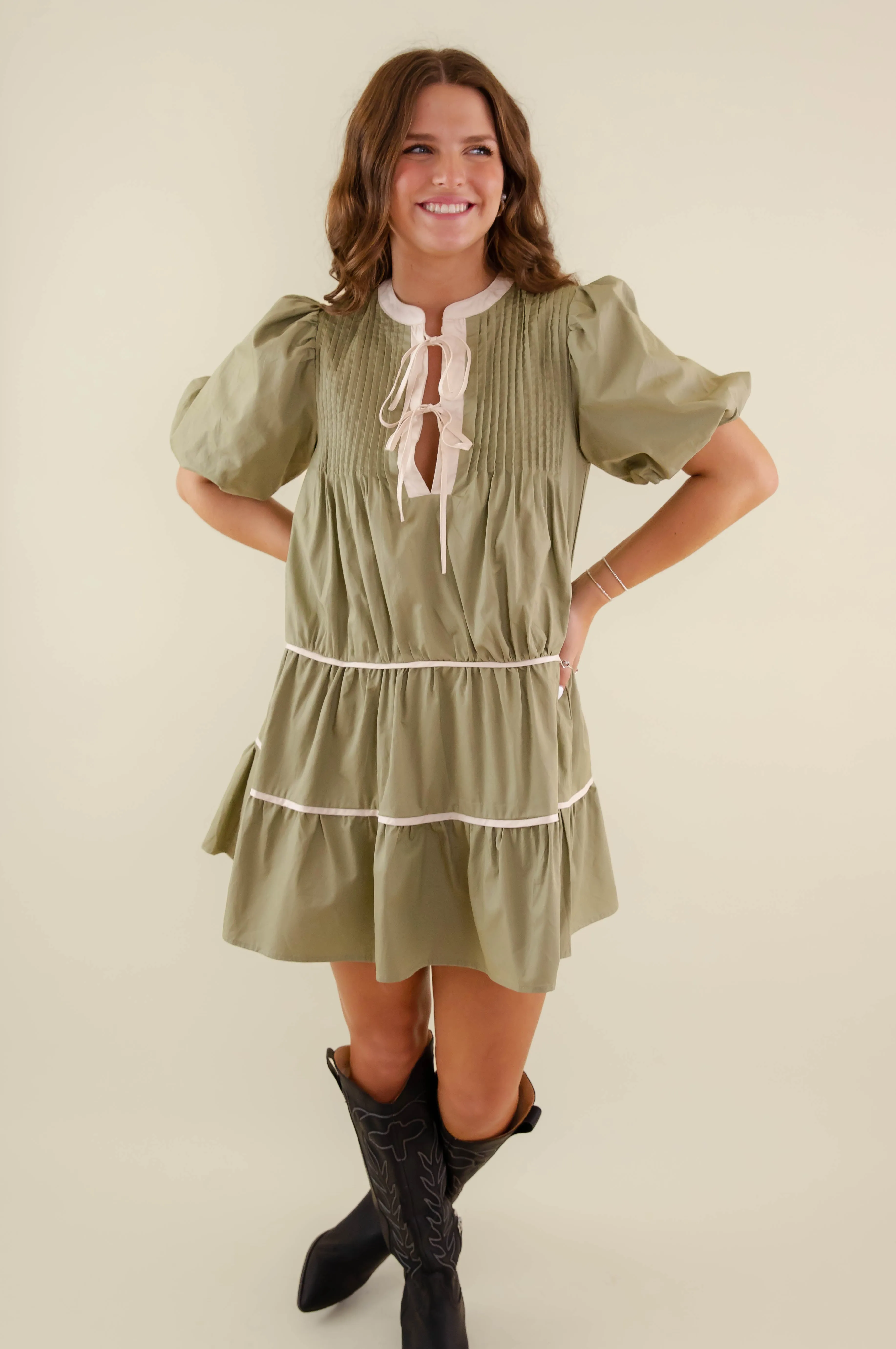 Falling Into Place Dress Smart Pairing Jewel Accent