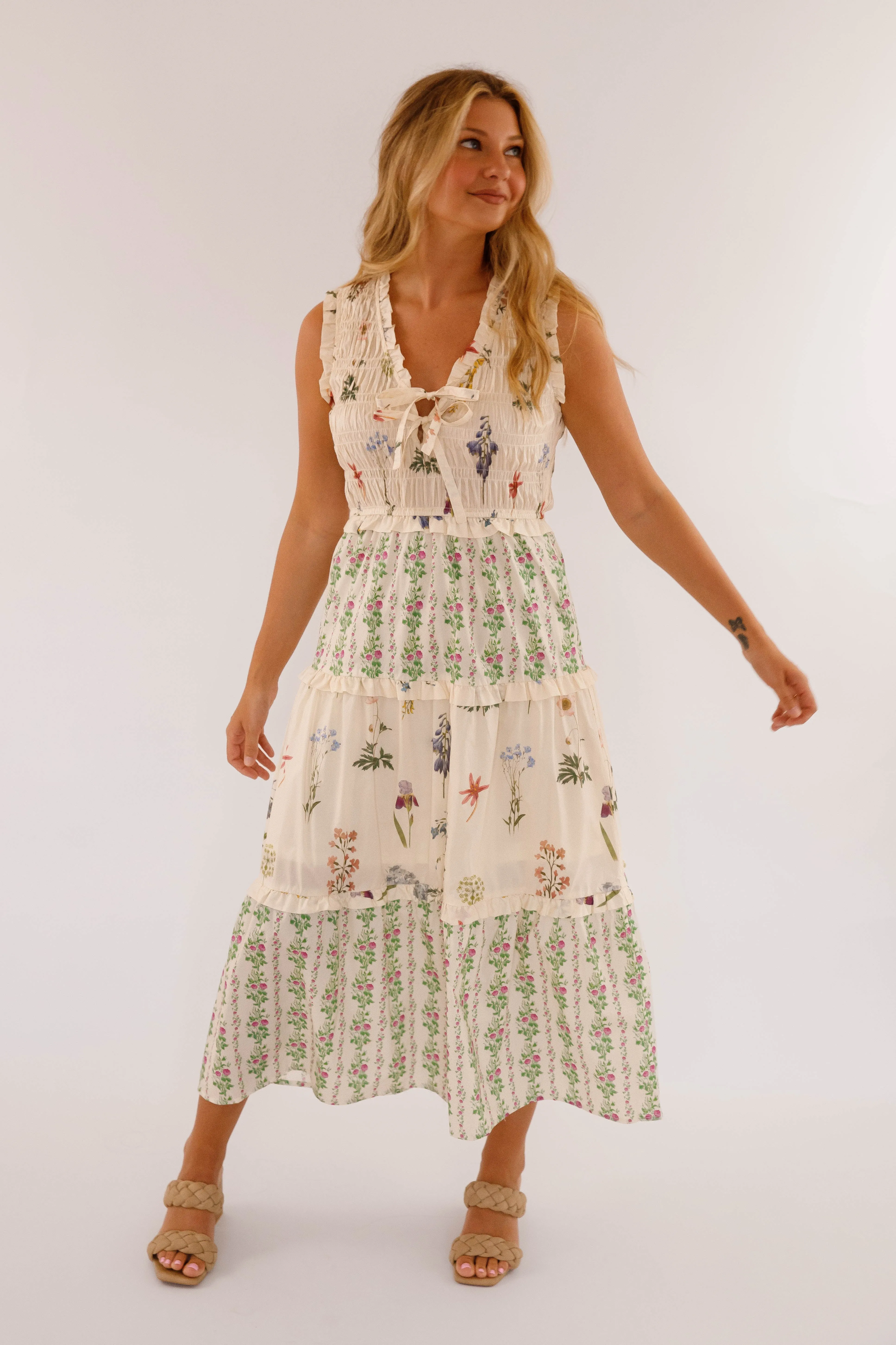 Walk The Estate Grounds Midi Dress Casual Waist Easy to Wear
