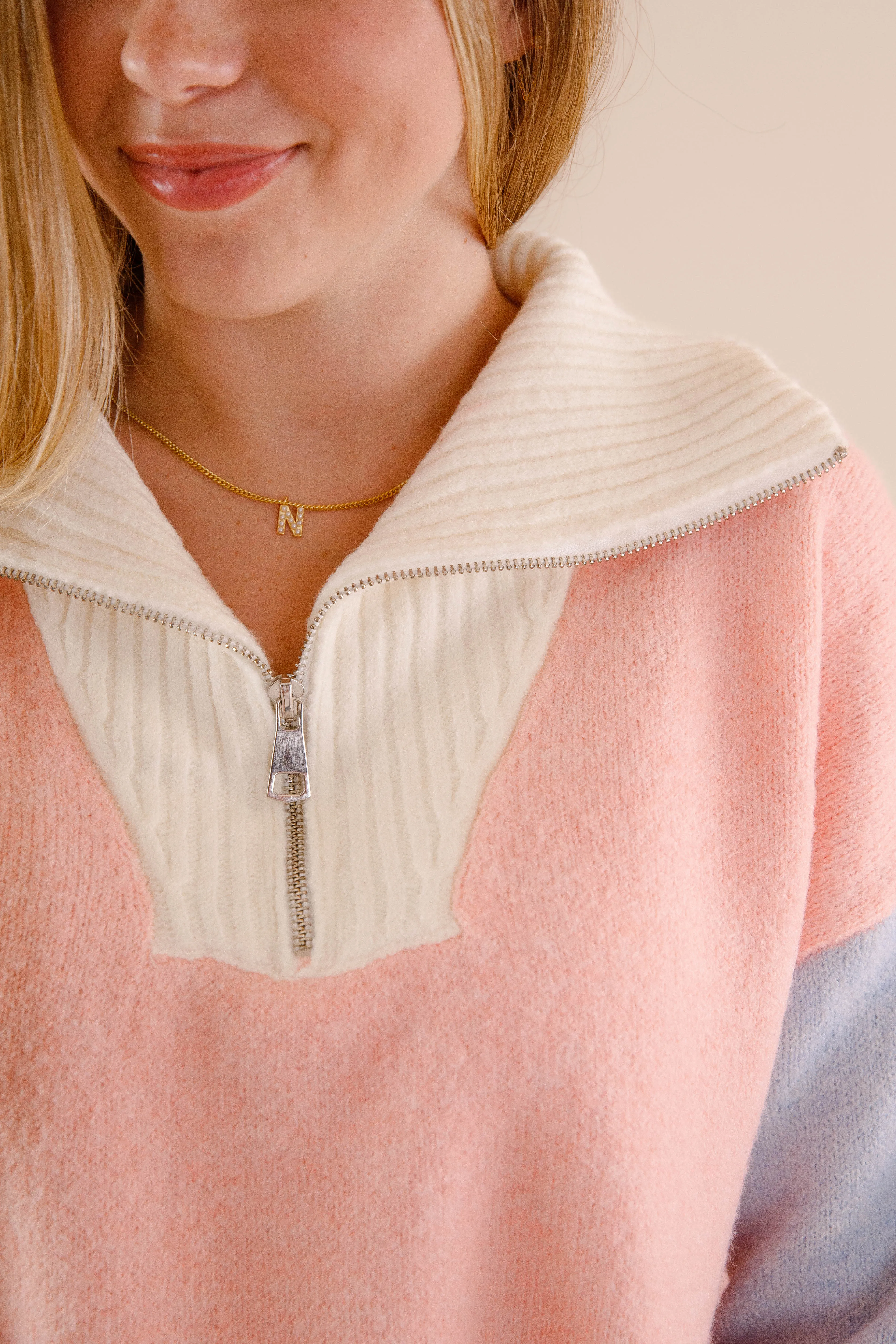 Ribbed cuff Timeless Fashion The Sound Of The Wind Pullover-Pastel