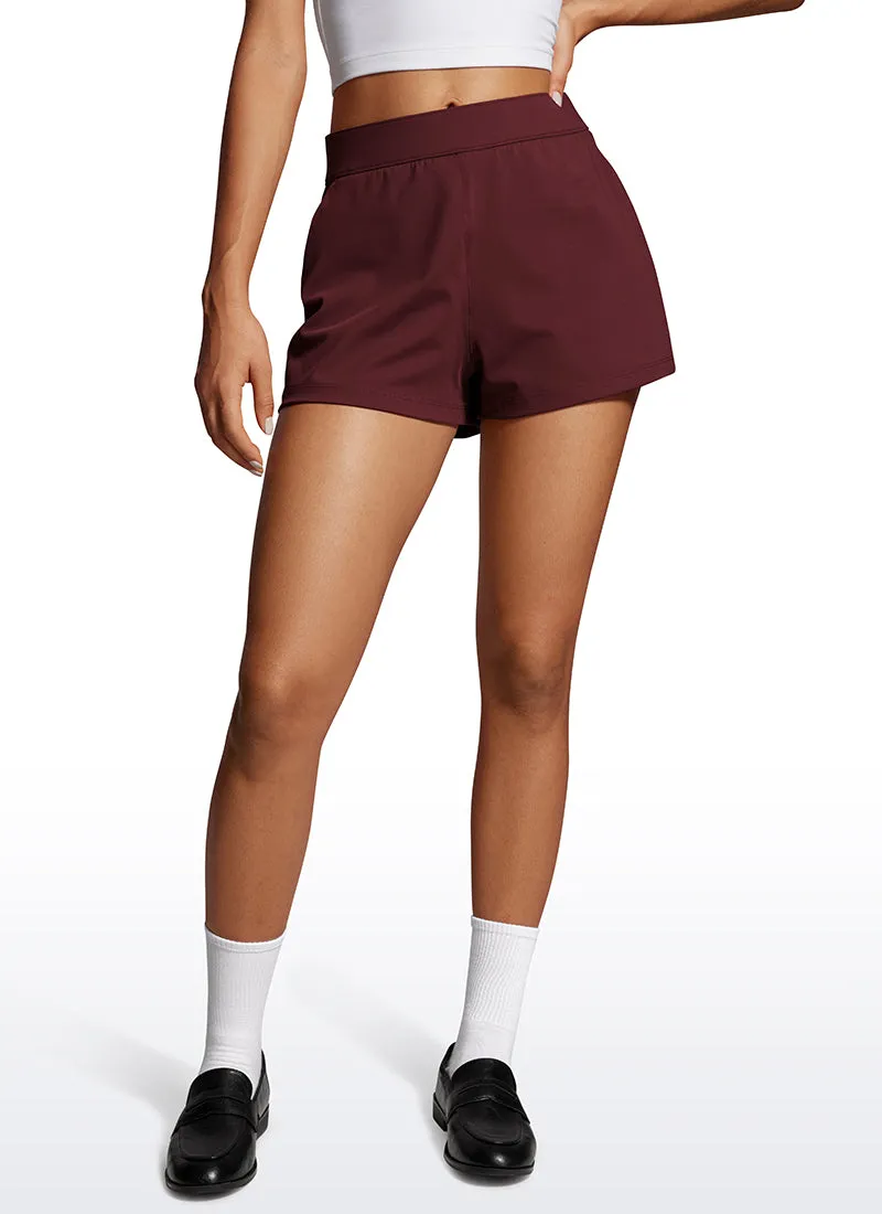 Stretch High-Rise Shorts with Pockets 2.5" Easy Wear Sleek Shape