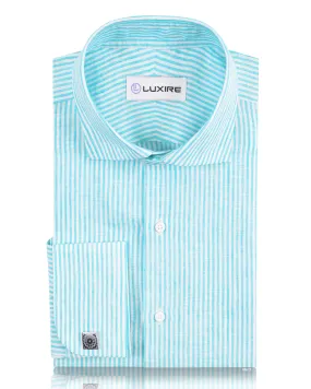 Blue University Stripes Linen Shirt Weekend Outing Multipurpose Utility