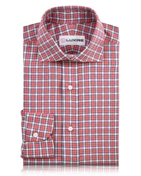 Unisex Design Peach Blue Twill Checks Shirt
