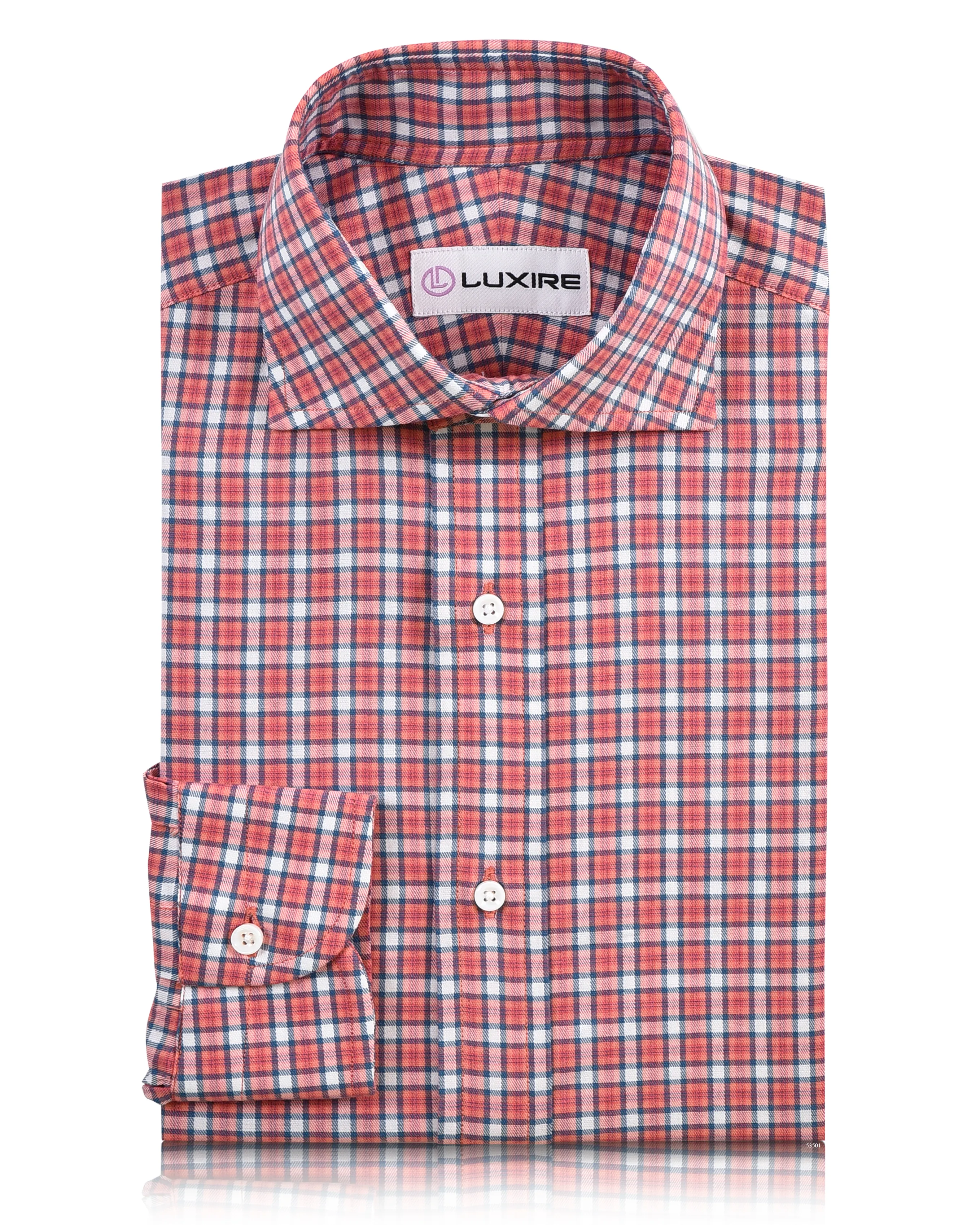 Unisex Design Peach Blue Twill Checks Shirt