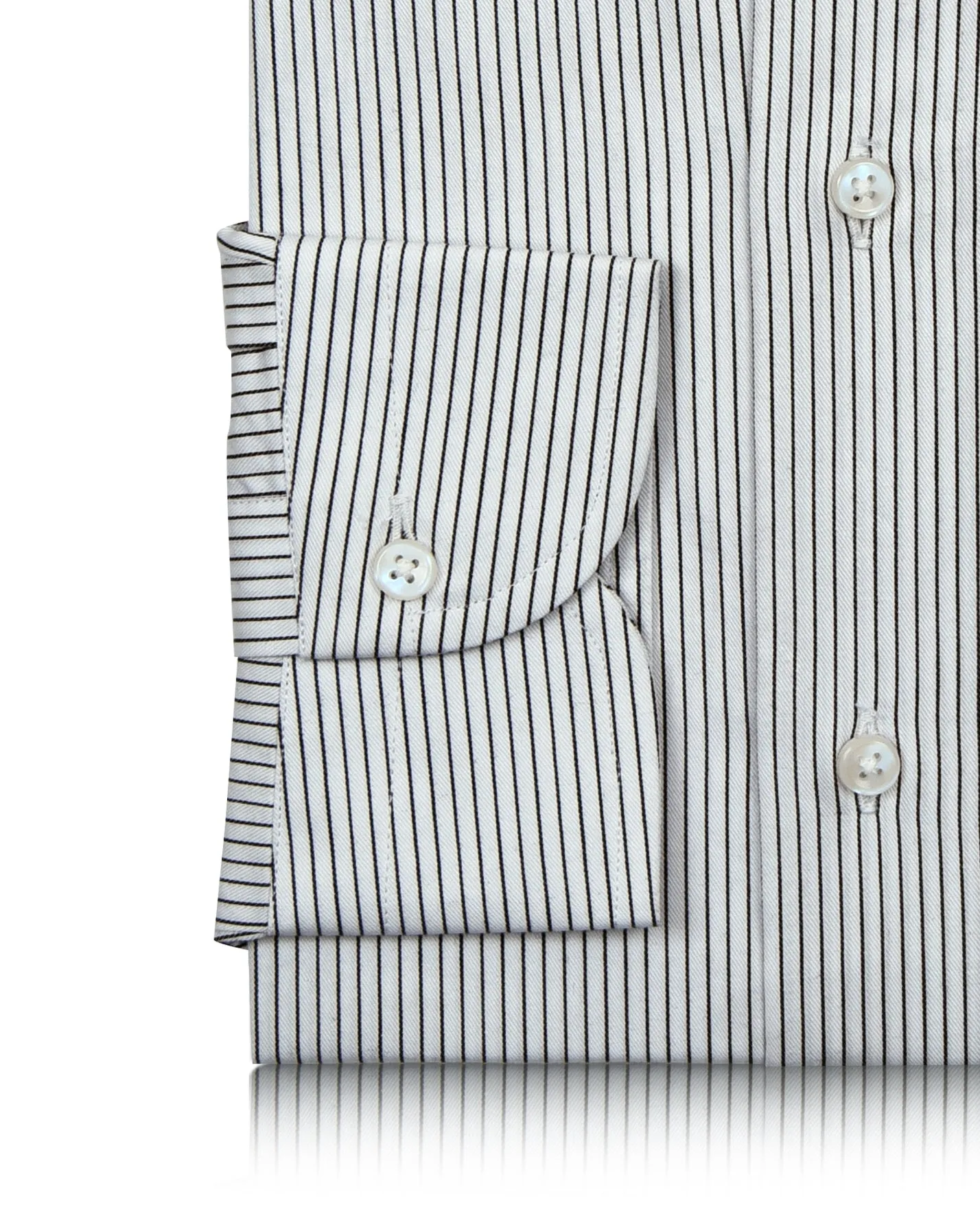 EZS Monti White & Black Pin Stripes Shirt Military Inspired Classic Fit