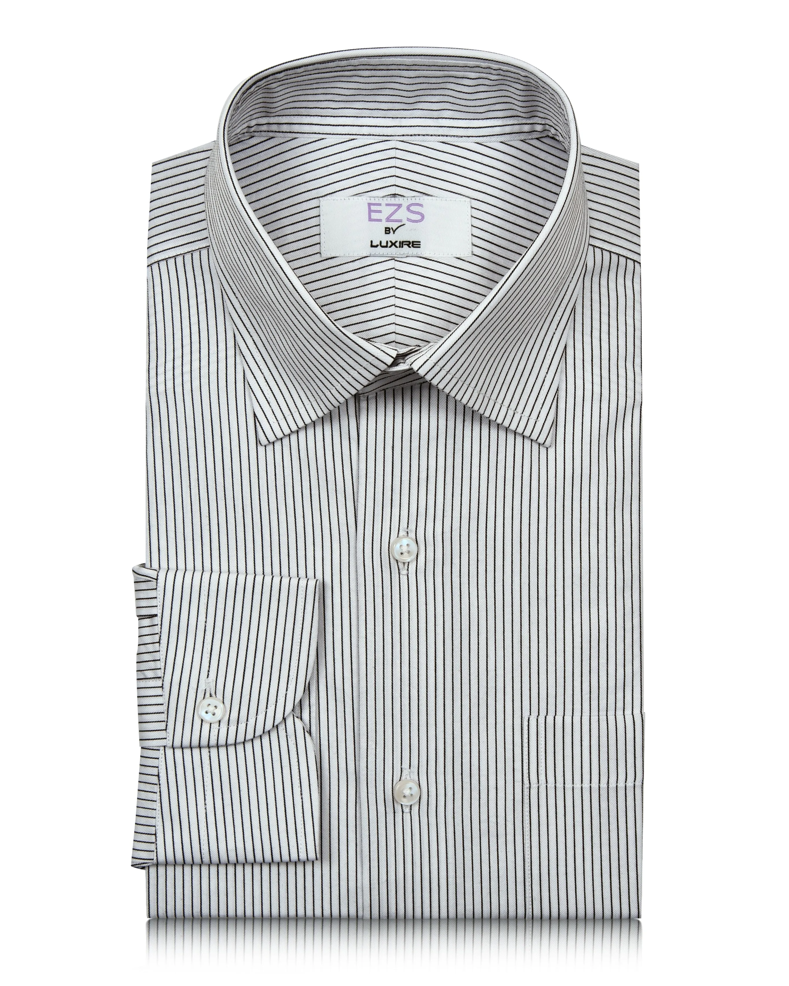 Unique Design Functional Comfort EZS Monti White & Black Pin Stripes Shirt