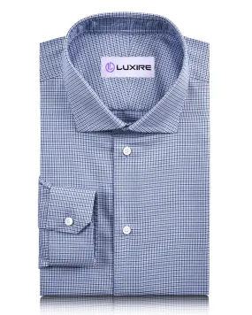 Blue White Micro Houndstooth Shirt Holiday Style