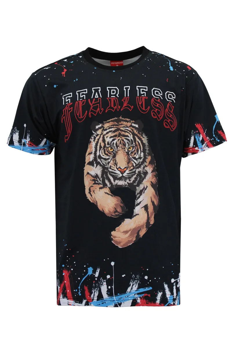 Fearless Tiger Graffiti T-Shirt Anti Pill Finish HypoallergenicFibers