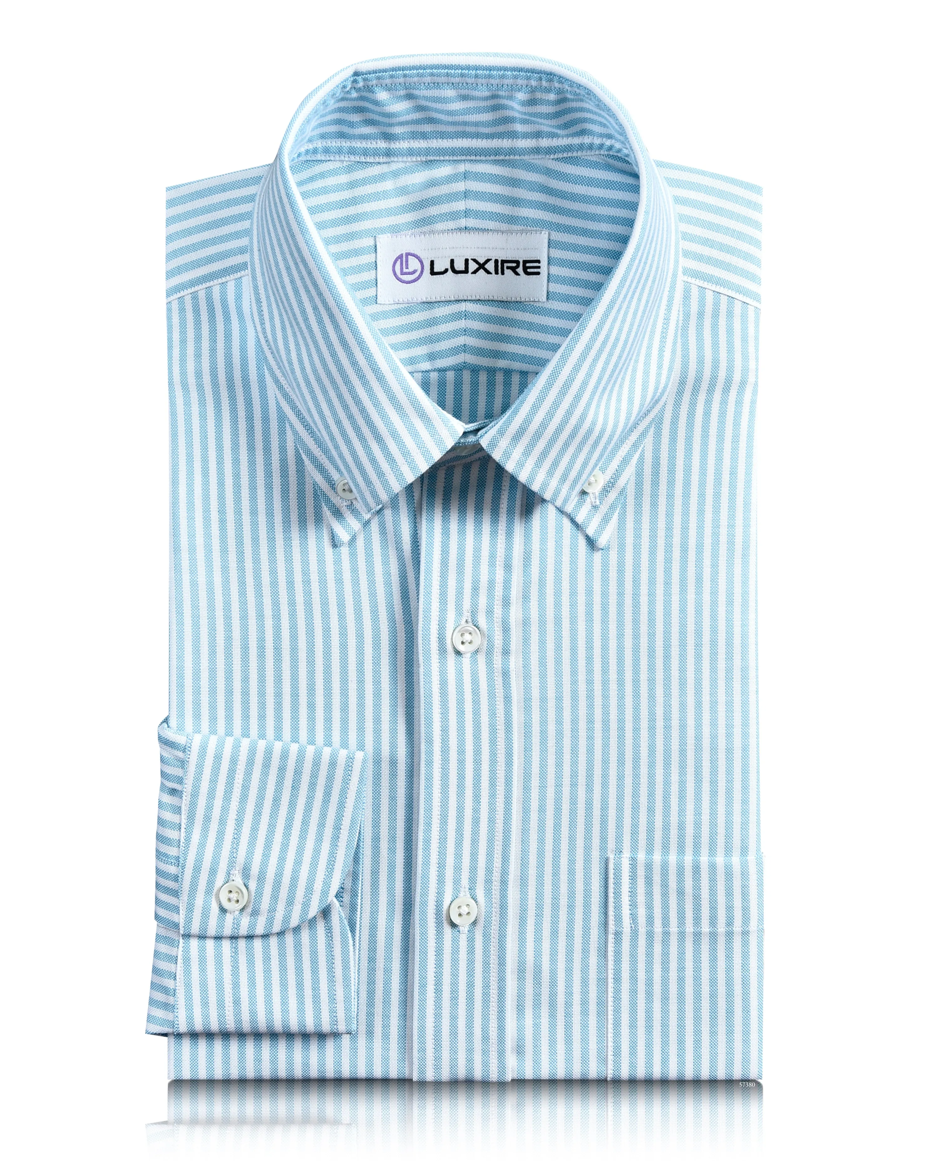 Cozy Wear Ferozi Blue on White Oxford University Stripes Shirt