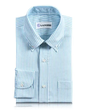 Cozy Wear Ferozi Blue on White Oxford University Stripes Shirt