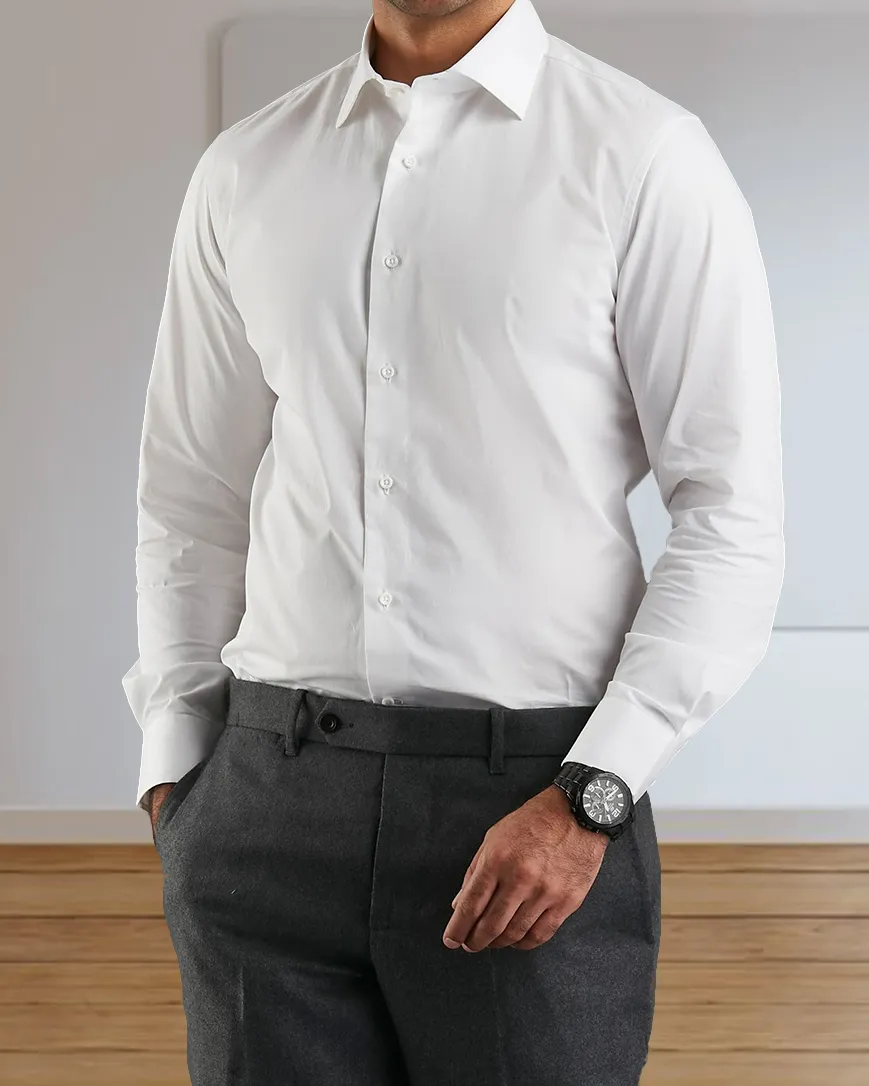 Fine White Twill Shirt Stylish Comfort