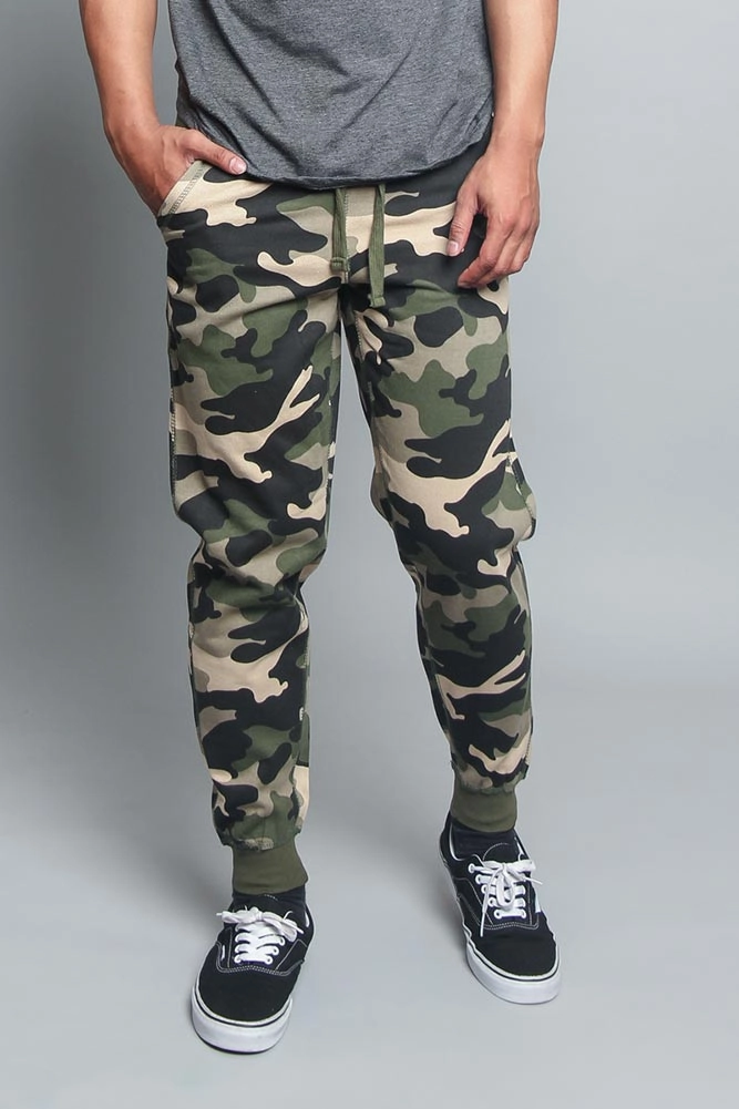 Cuffed Camo Joggers Water Resistant Finish Wool blend