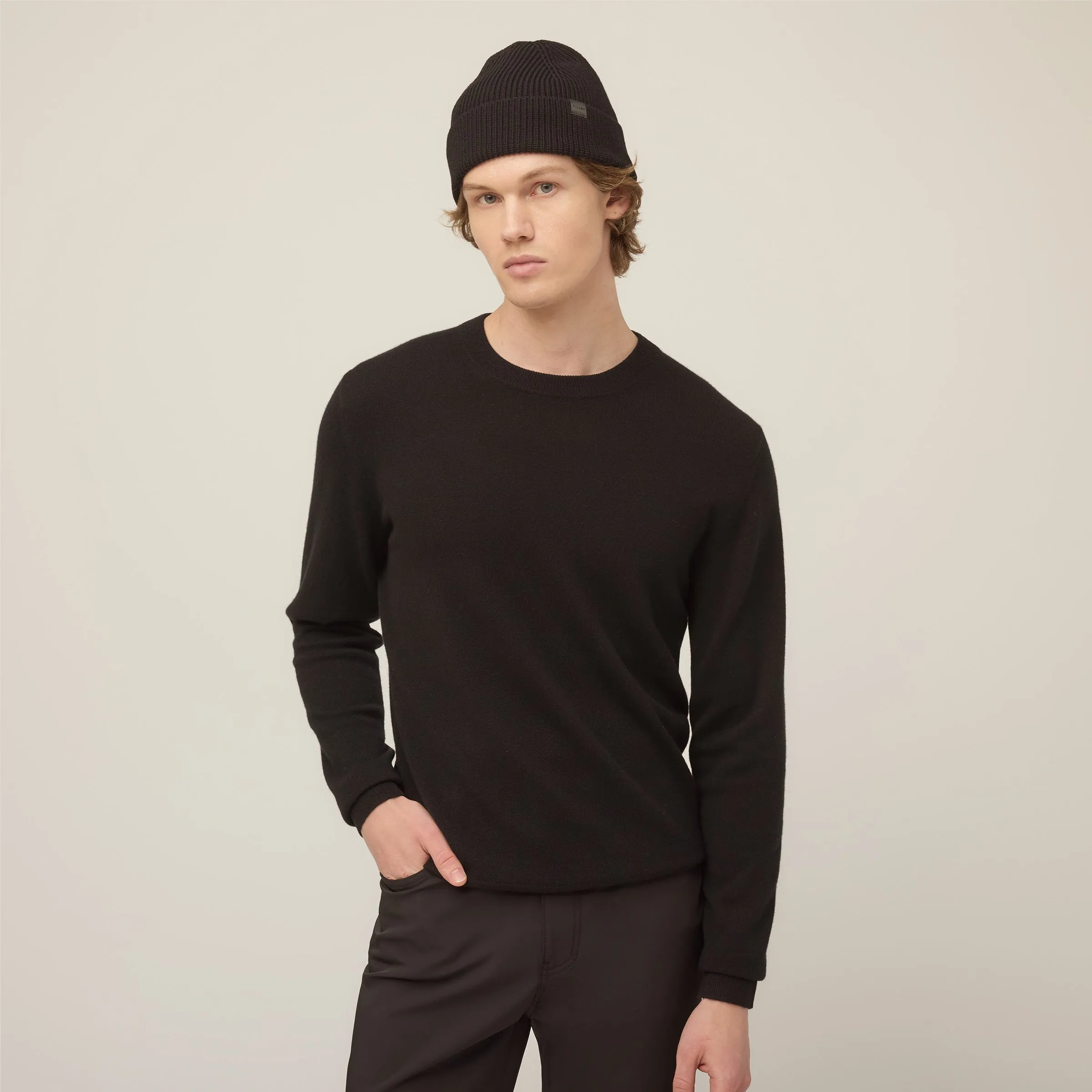 Reinforced Shoulder Seams Recycled Polyester Fabric Cashmere Crewneck