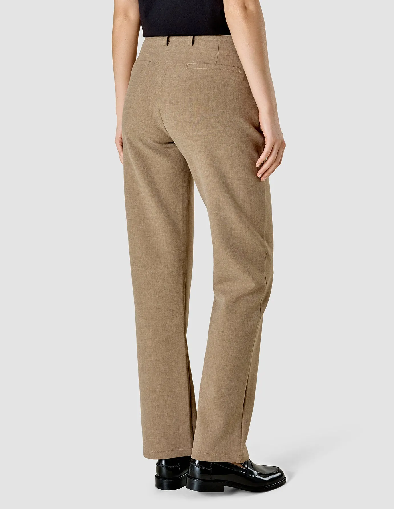 AdjustableDrawstring Soft Brush Lining No. 1 Pants Straight Cappuccino