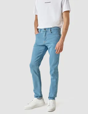 Softened Hem Classic Jeans Slim Bright Blue