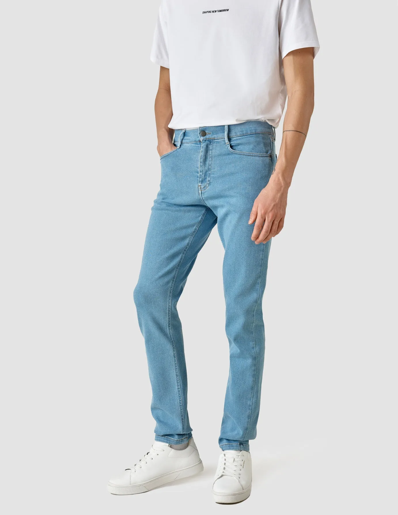 Softened Hem Classic Jeans Slim Bright Blue