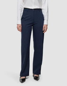 Fashionable Appeal Day Comfort Essential Pants Straight Navy Pinstripe